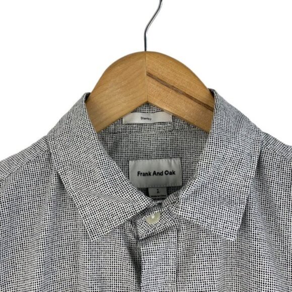 Frank And Oak Men's White Black Polka Dot Short Sleeve Button Up Shirt US S - Picture 5 of 9